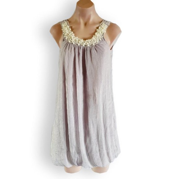 Tenki Dresses Vintage 200s Grey Silver Going Out Cream Beaded